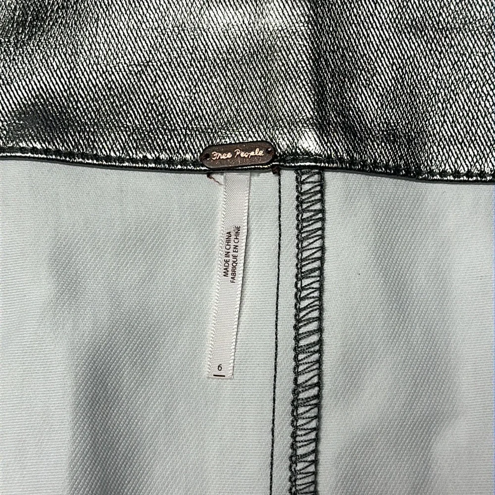Free People Silver Denim Skirt